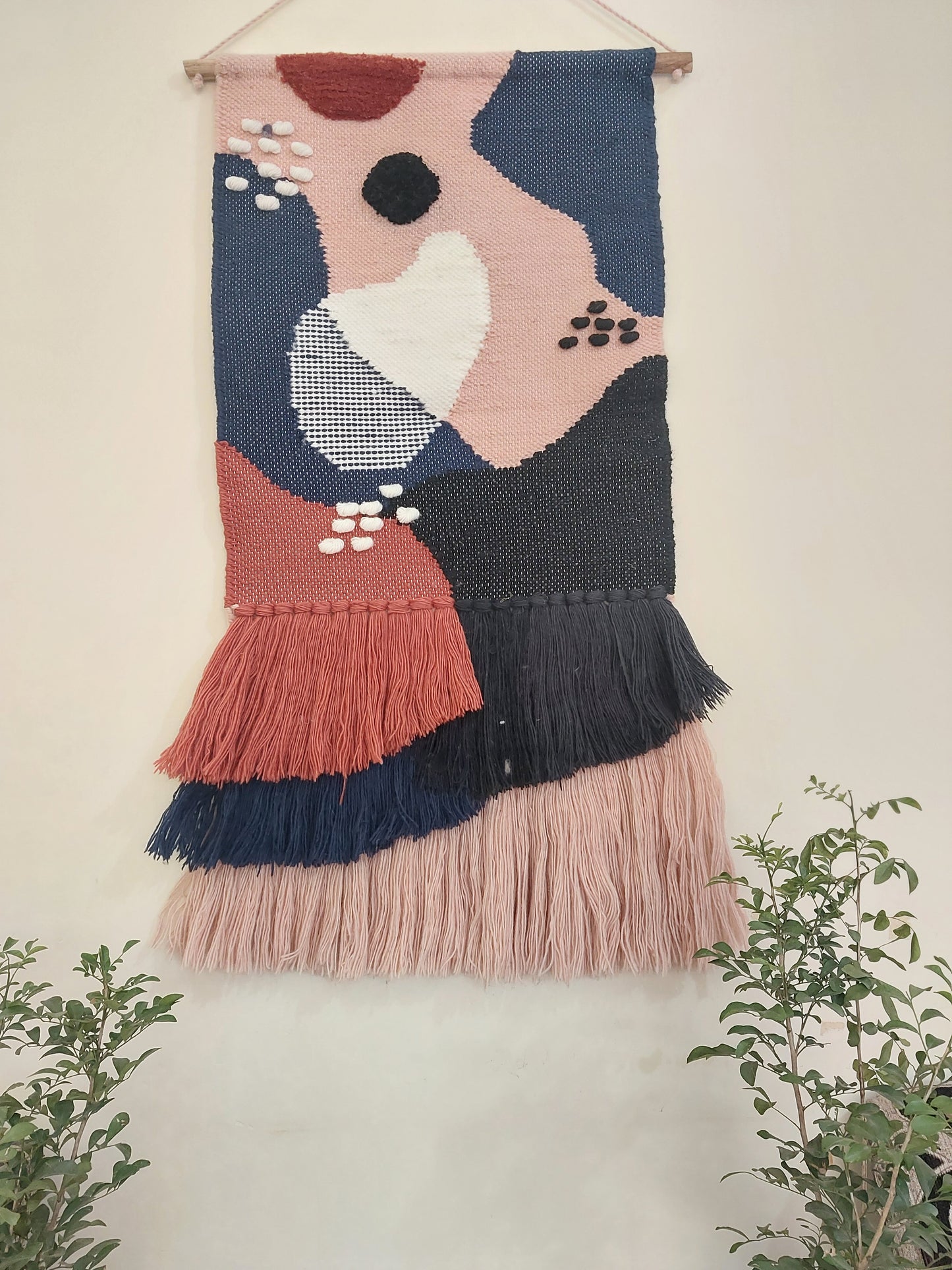 Modern Abstract Hand-Woven Wall Hanging