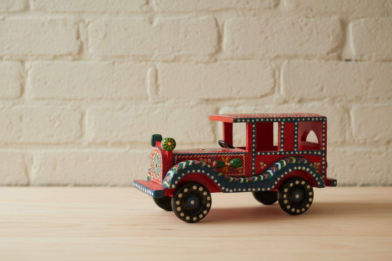Handmade Wooden Vintage Car Model