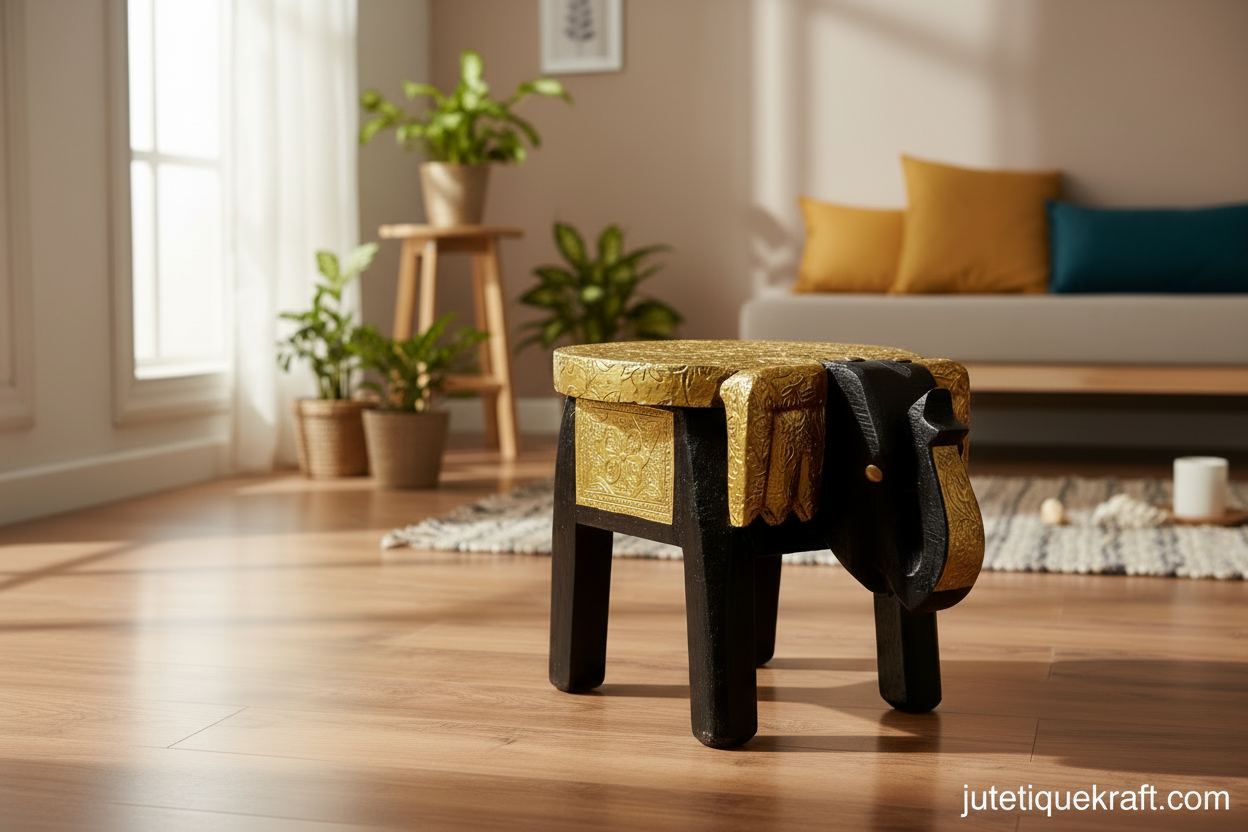 Wooden Elephant Stool