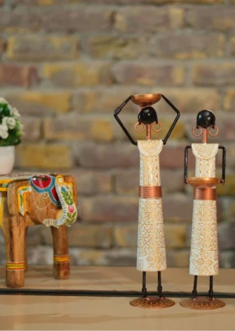Enchanting Light: Handcrafted Metal Candle Dolls (Set of 4)