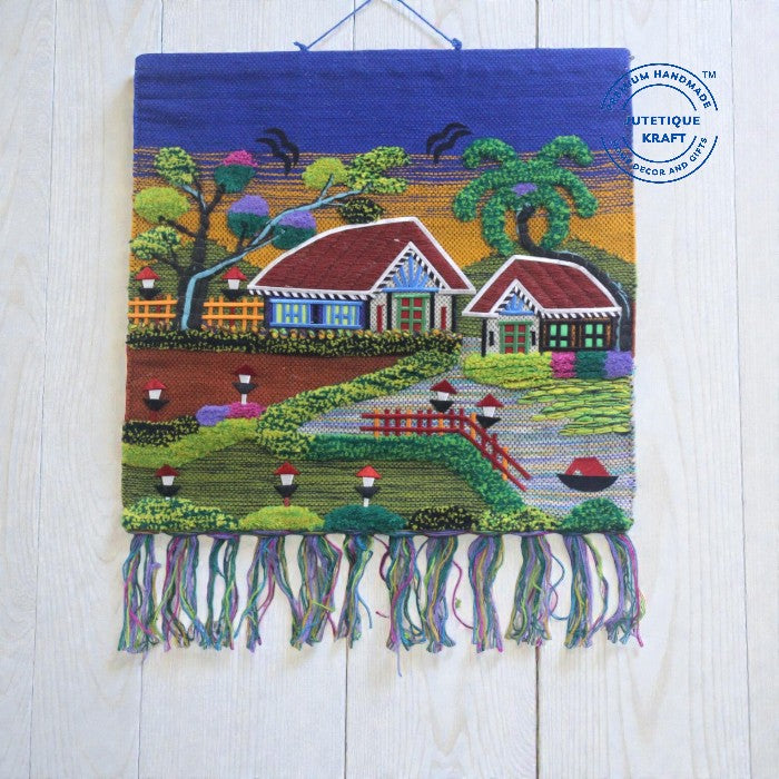 GI Tagged 30" Jute Handwoven Wall Hanging | Gramin Twilight Landscape