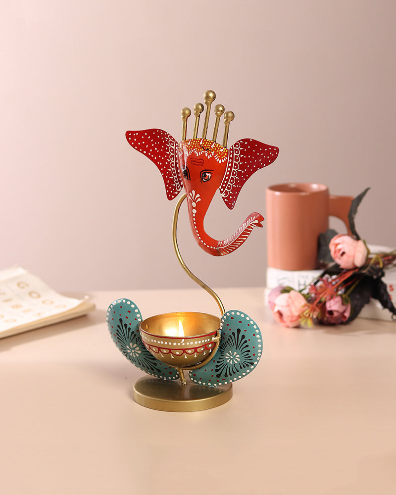 Metal Ganesh T-Light for Home and Gift