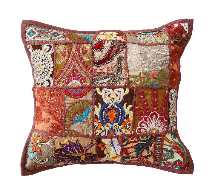 Bohemian Bliss: Handcrafted Patchwork Khambadiya Cushion Covers