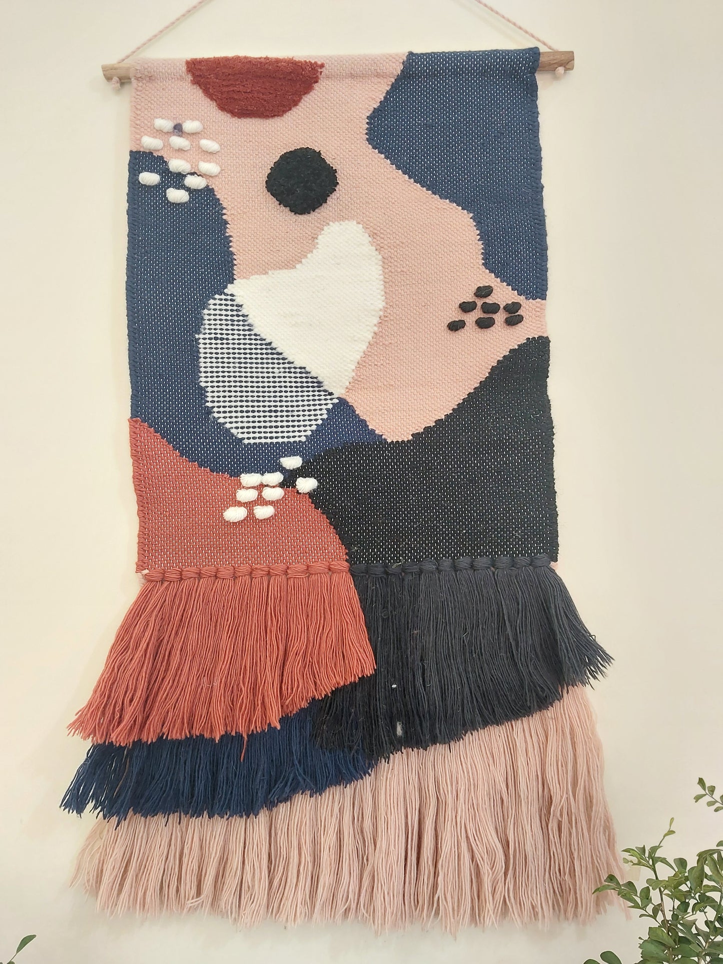Modern Abstract Hand-Woven Wall Hanging