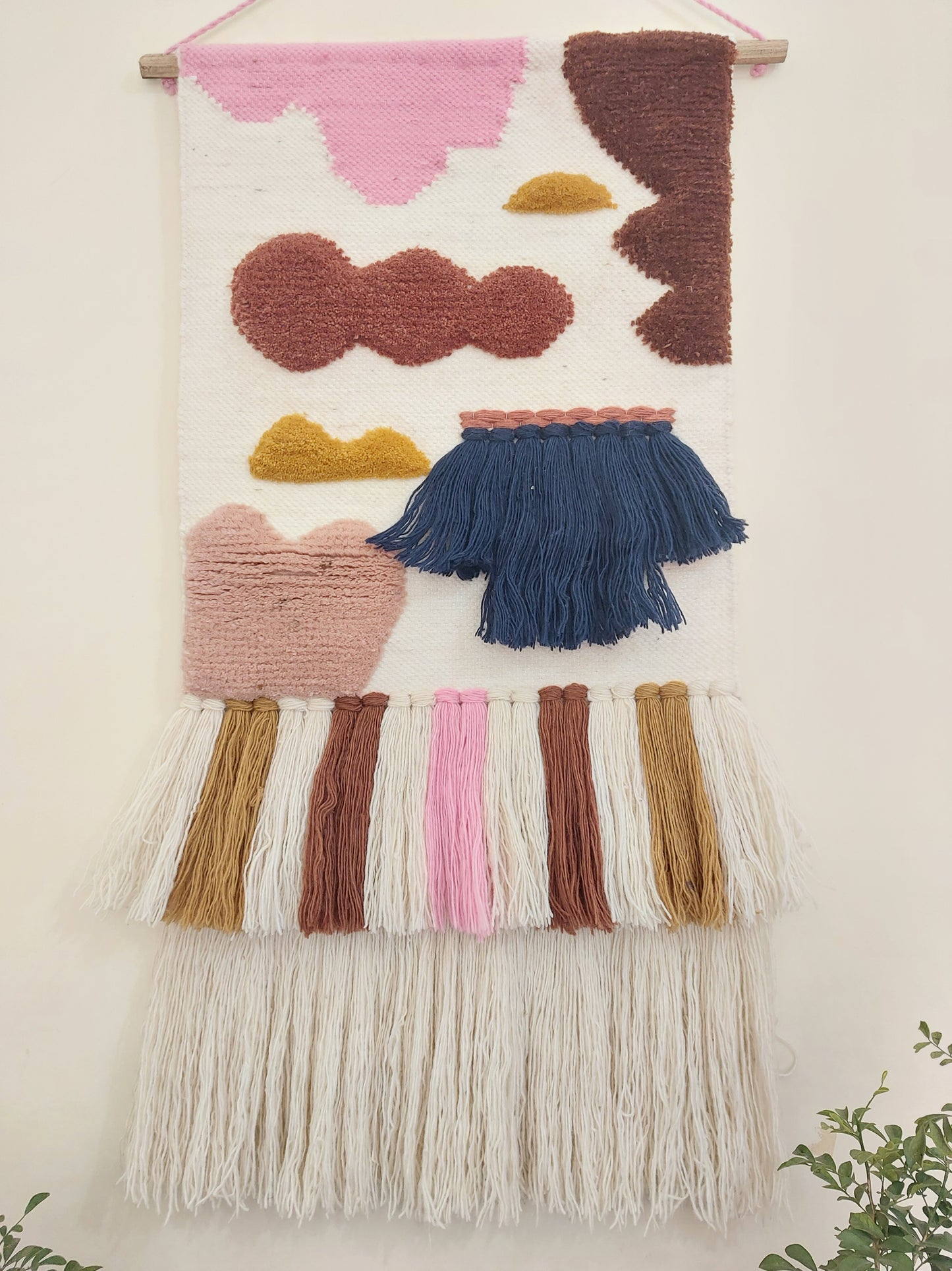 Hand-Woven "Horizon" Mixed-Media woolen Tapestry