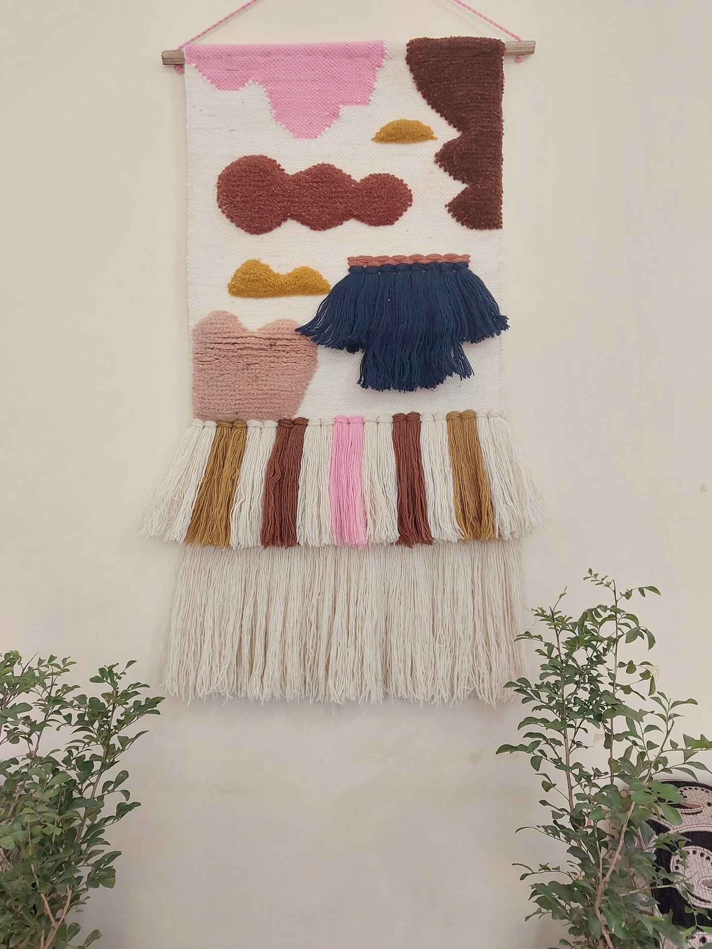 Hand-Woven "Horizon" Mixed-Media woolen Tapestry