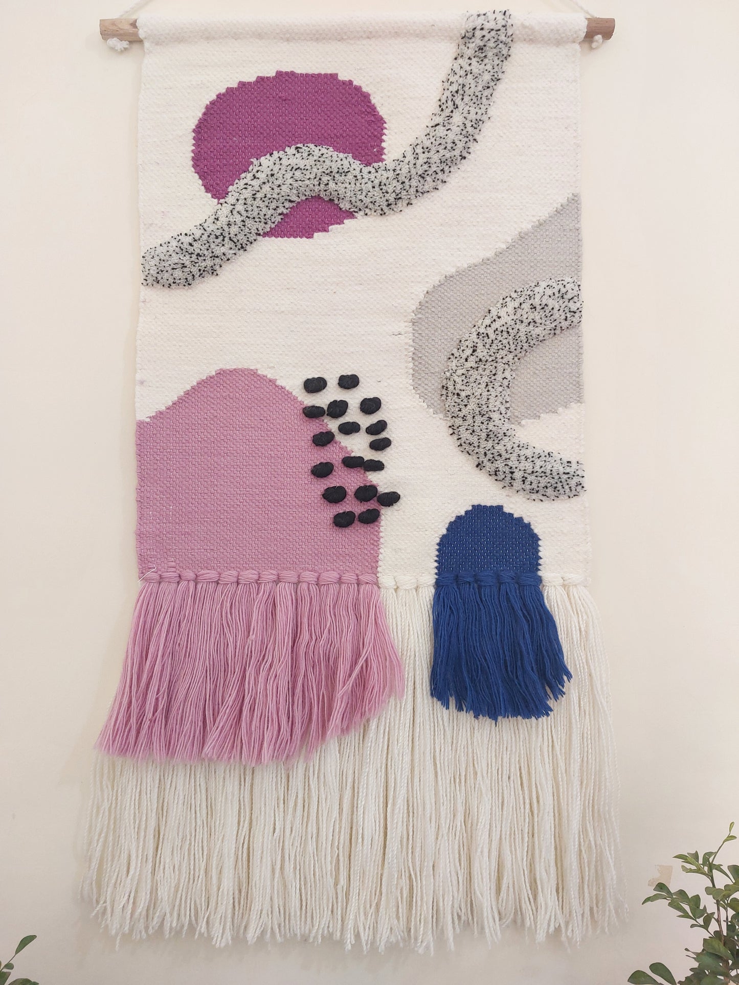 Handmade Woolen Abstract Wall Hanging - Modern Fiber Art Decor