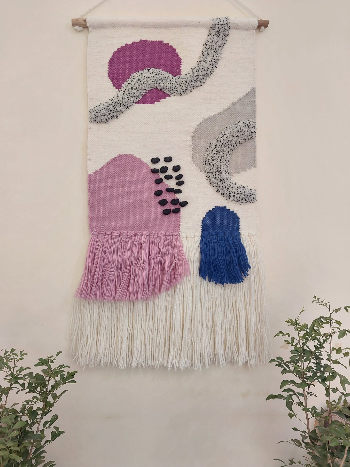 Handmade Woolen Abstract Wall Hanging - Modern Fiber Art Decor