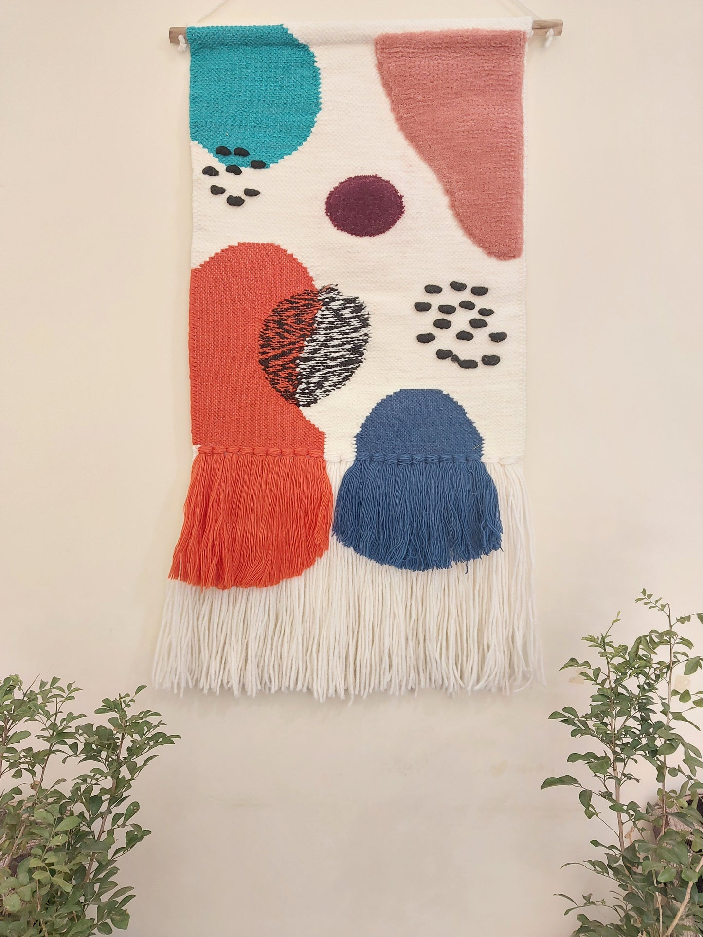 Jutetique Hand-Woven Woolen "Sliver" Hanging – Minimalist 18-Inch Wall Accent