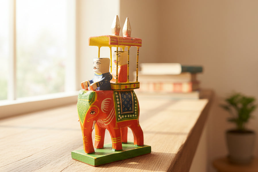 Handcrafted Wooden Ambari Elephant