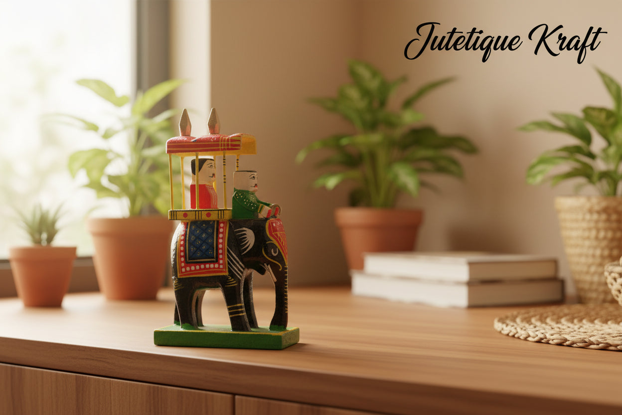 Handcrafted Wooden Ambari Elephant
