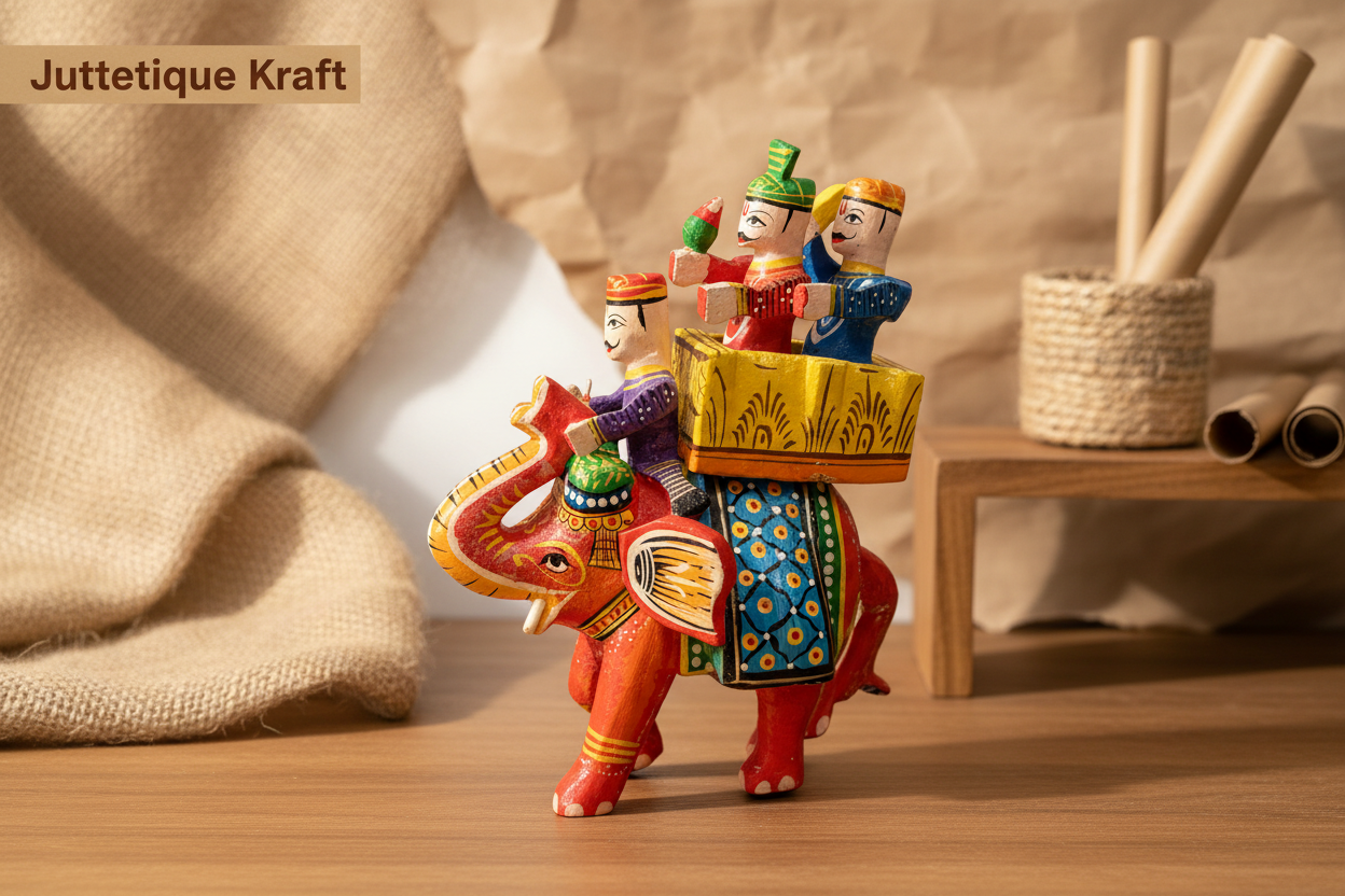 Handcrafted Wooden Raja Elephant