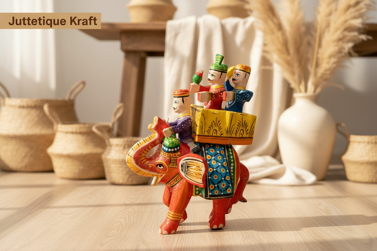 Handcrafted Wooden Raja Elephant