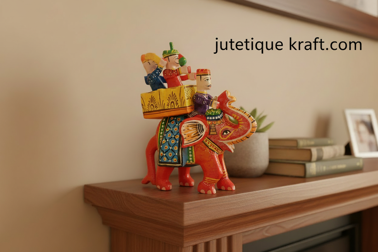 Handcrafted Wooden Raja Elephant