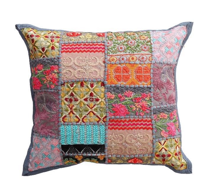 Bohemian Bliss: Handcrafted Patchwork Khambadiya Cushion Covers