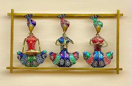 Handcrafted Metal Sardar Musician Wall Frames (Set of 3)