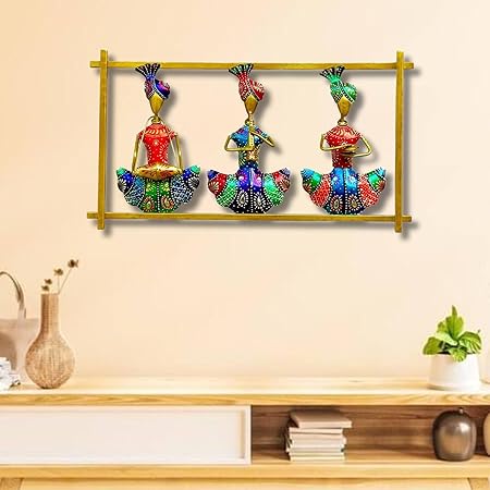 Handcrafted Metal Sardar Musician Wall Frames (Set of 3)