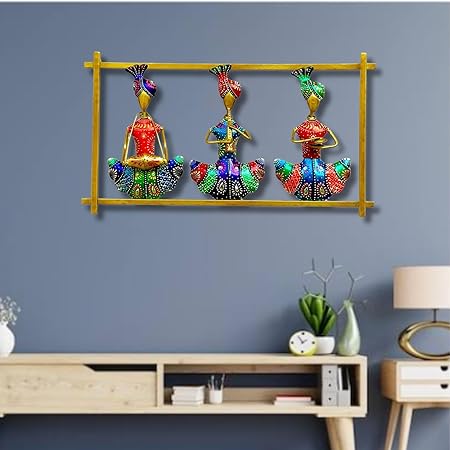 Handcrafted Metal Sardar Musician Wall Frames (Set of 3)