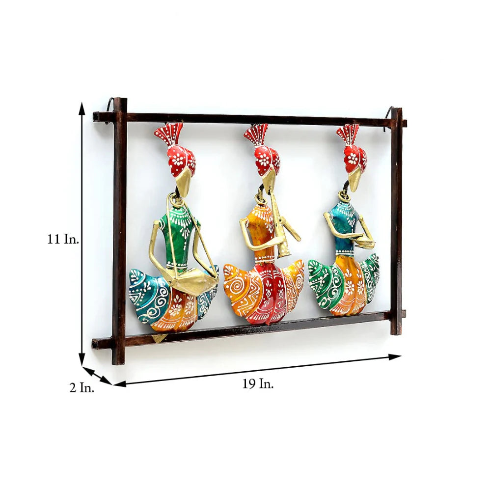 Handcrafted Metal Sardar Musician Wall Frames (Set of 3)