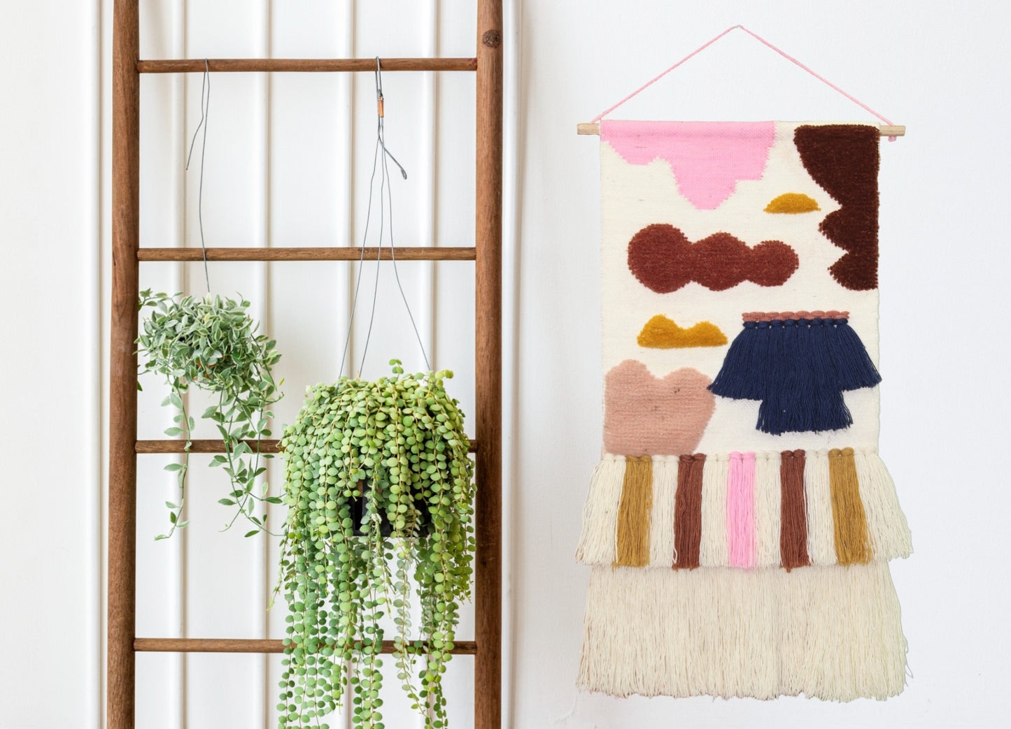 Hand-Woven "Horizon" Mixed-Media woolen Tapestry