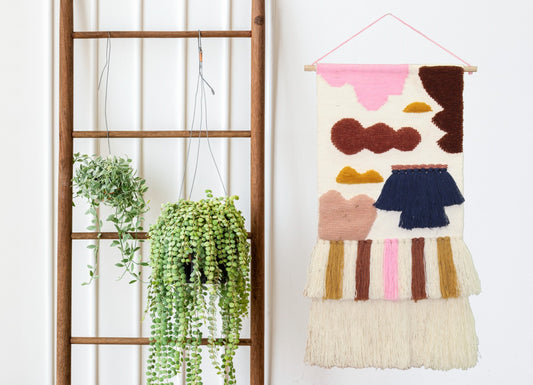 Hand-Woven "Horizon" Mixed-Media woolen Tapestry