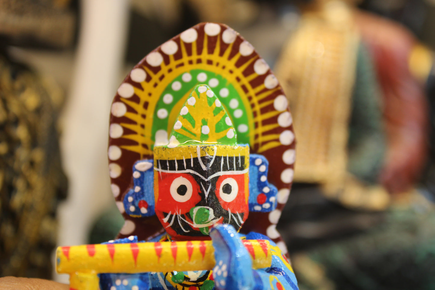 Handcrafted Varanasi Wooden Krishna Statue with Jagannath Face - GI Tagged Kashi Lacquerware Idol