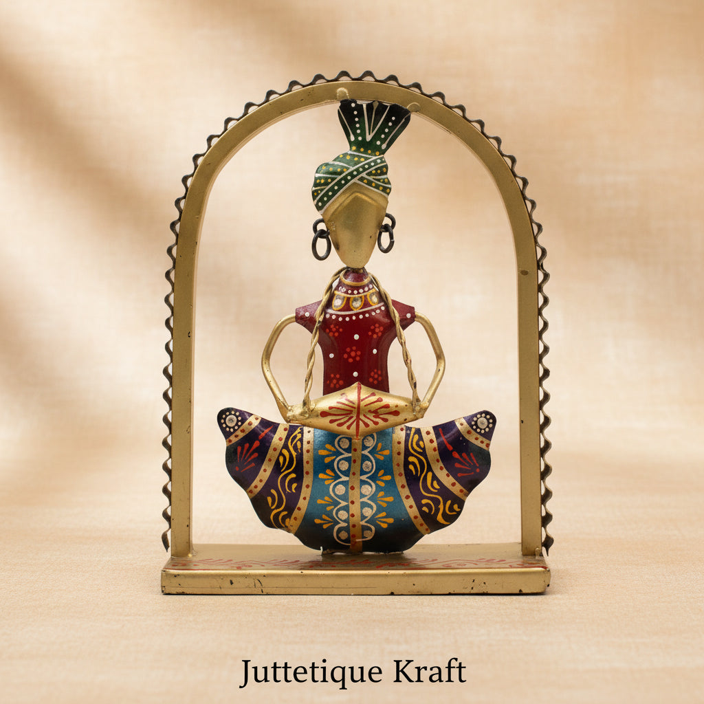 Handcrafted Ethnic Musical Figurines with Metal Arch (Set of 3)