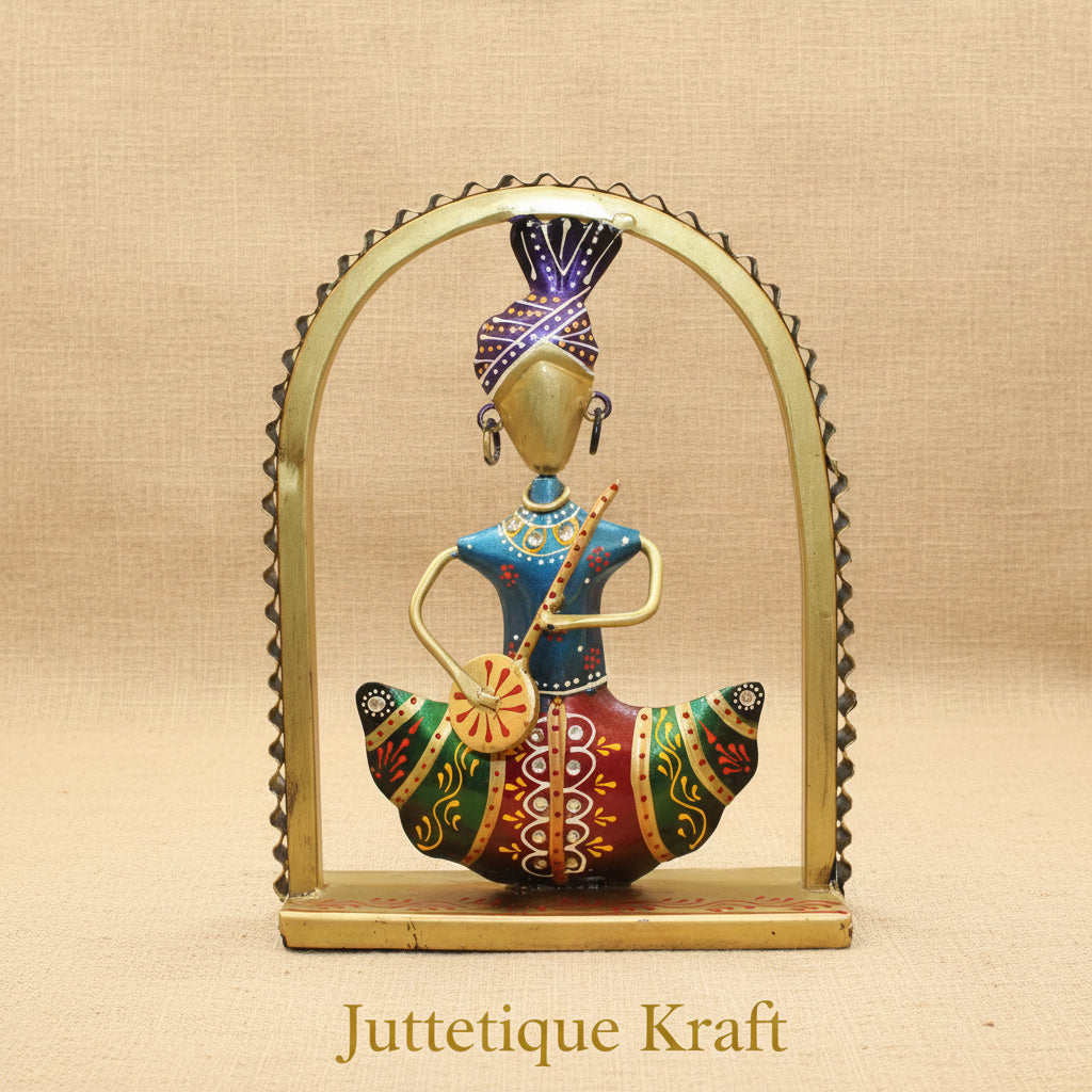 Handcrafted Ethnic Musical Figurines with Metal Arch (Set of 3)