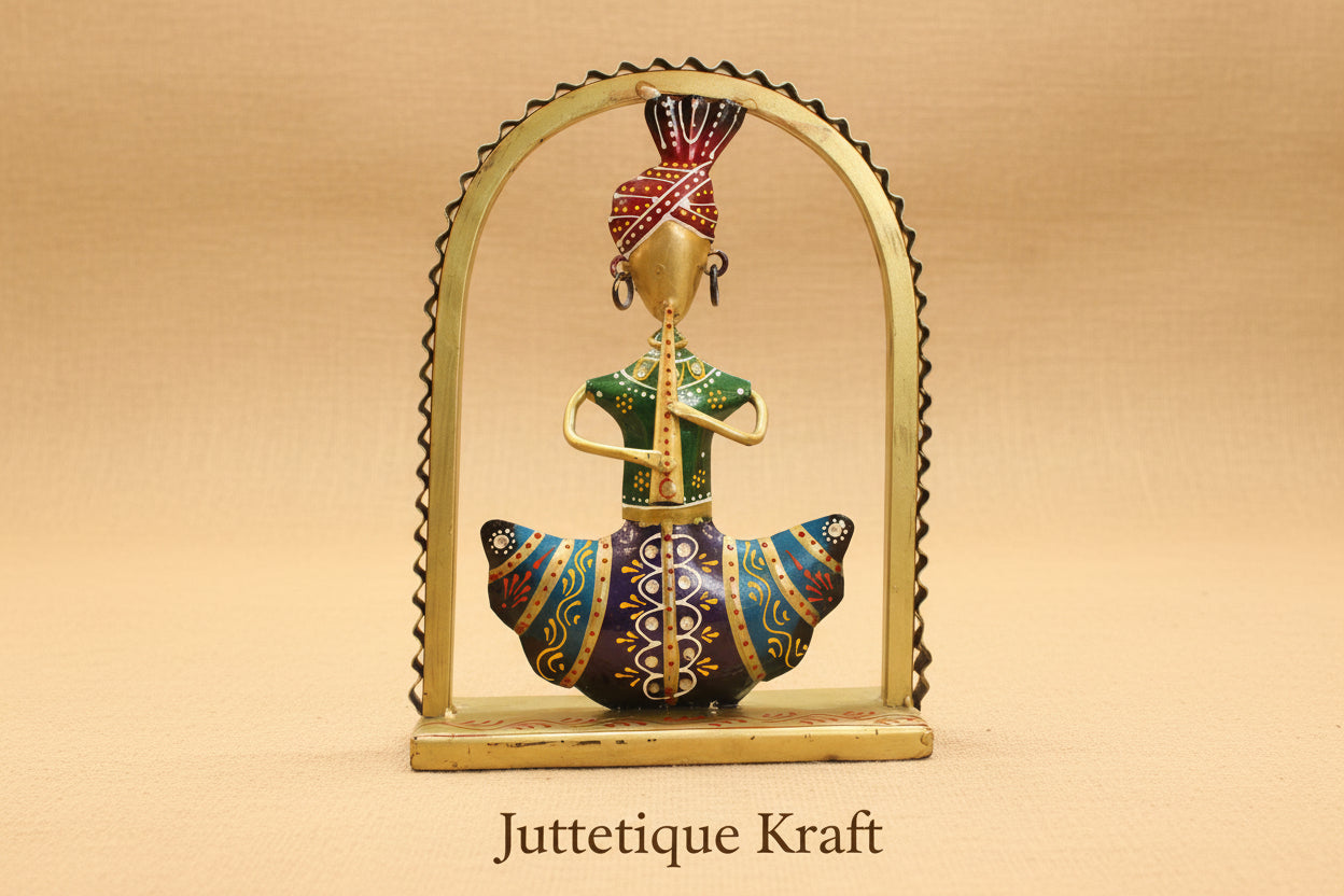 Handcrafted Ethnic Musical Figurines with Metal Arch (Set of 3)