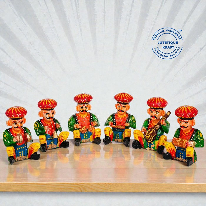 Wooden Handmade Traditional Musician Men Set of 6