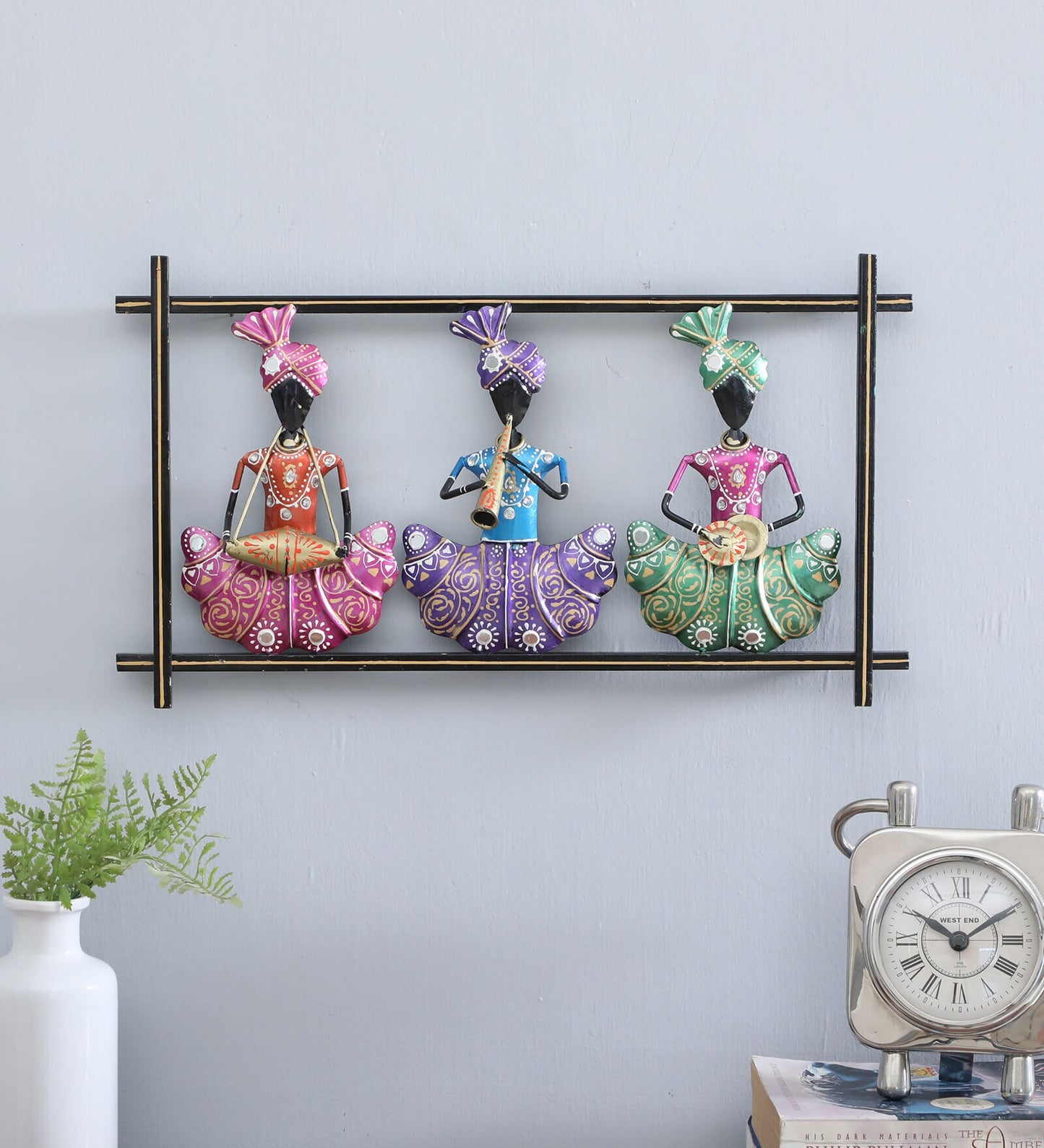 Handcrafted Metal Sardar Musician Wall Frames (Set of 3)