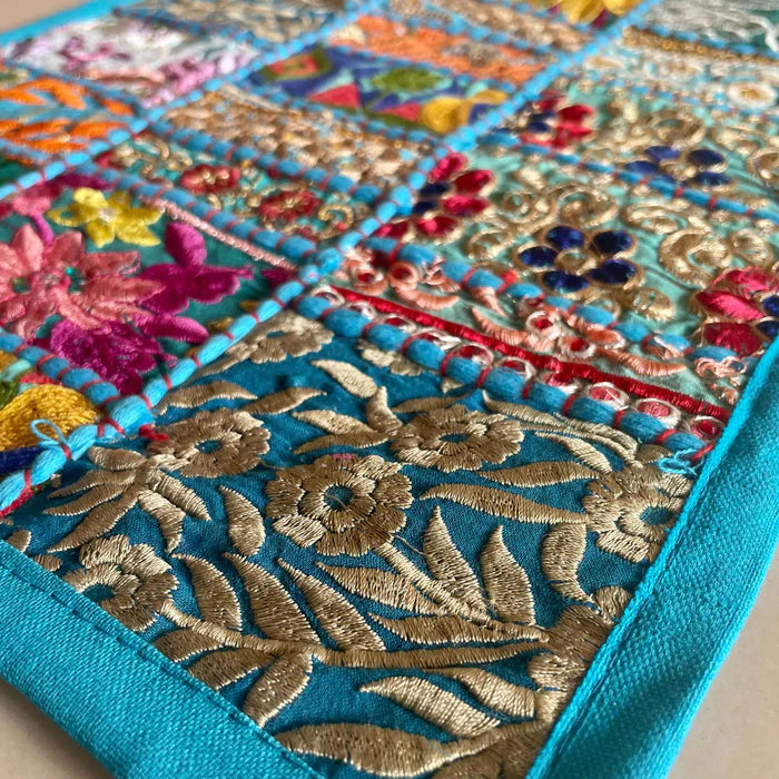 Ocean blue handcrafted patchwork cotton placemats set of six