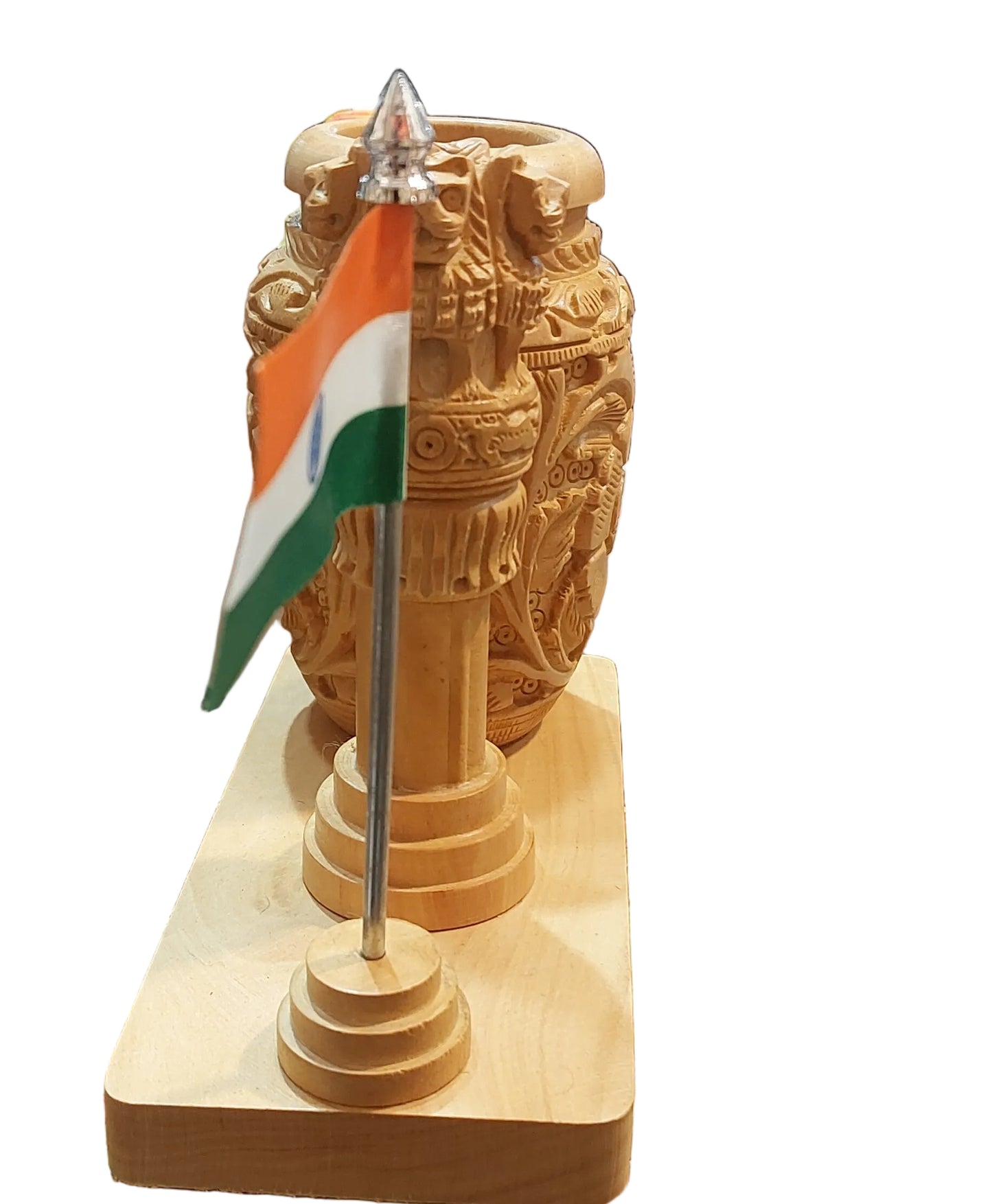 Artisan Hand-Carved Patriotic Indian Desk Stand