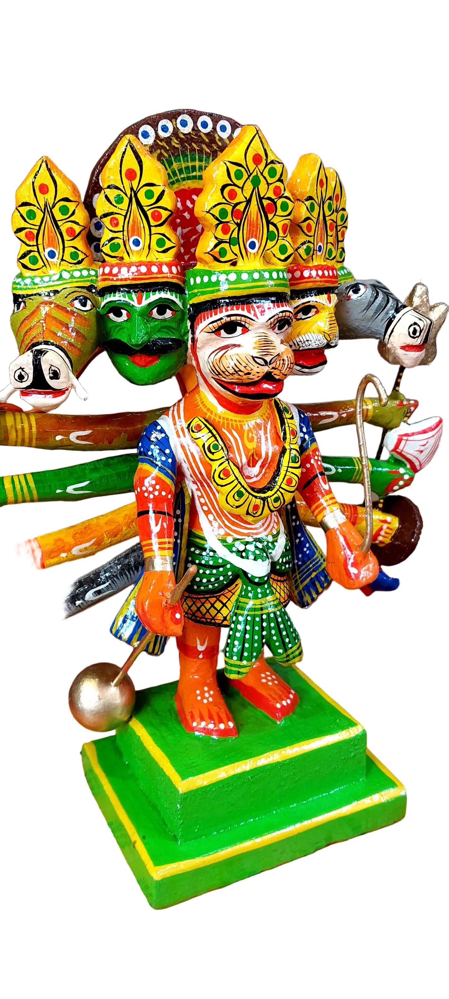 Handmade Wooden Panchmukhi Hanuman Statue