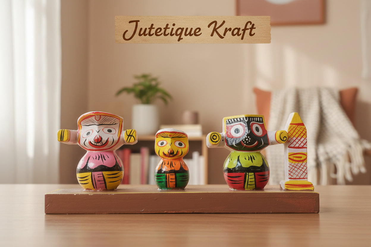 Wooden Idol Set: Lord Jagannath, Balabhadra & Subhadra