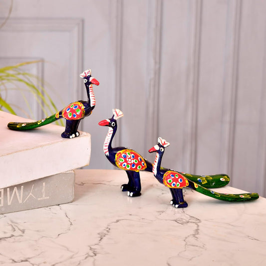 Paper Mâché Peacock Set (3 Pieces)