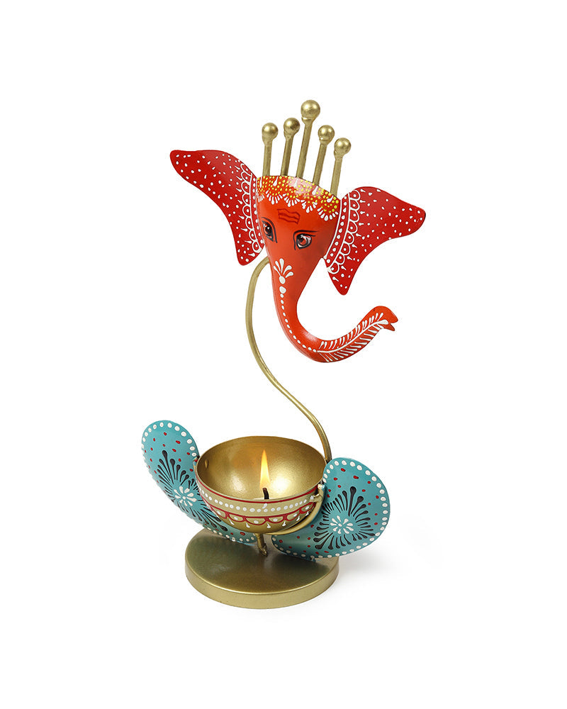 Metal Ganesh T-Light for Home and Gift