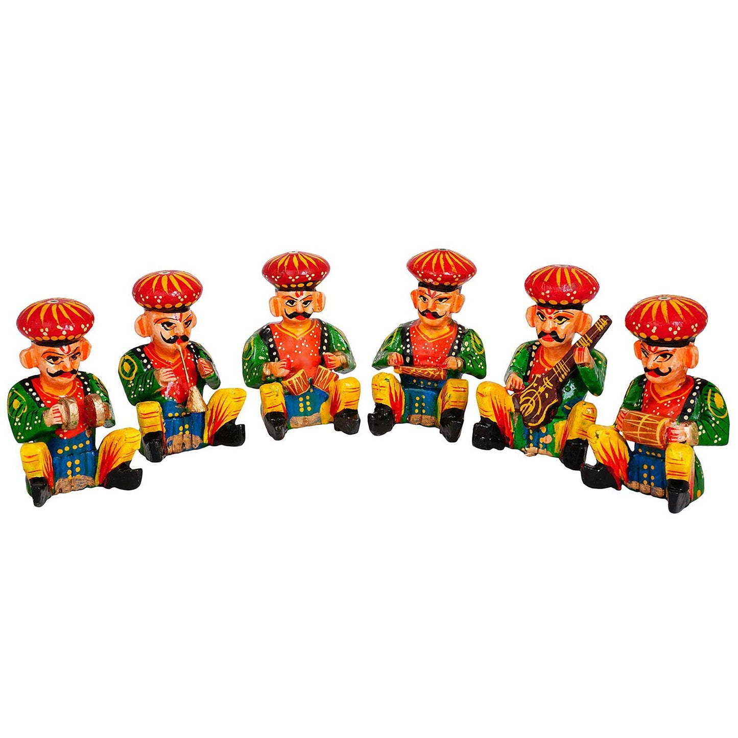 Wooden Handmade Traditional Musician Men Set of 6