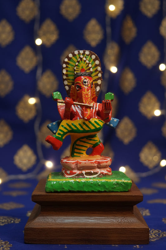 Hand-Carved Wooden Musical Ganesha Set – Set of 6 by Jutetique Kraft