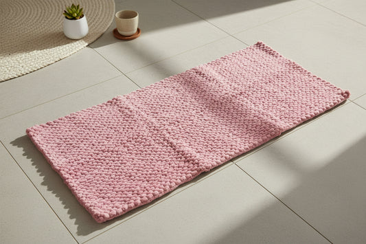Soft Petal Pink Woolen Runner (2' x 7')