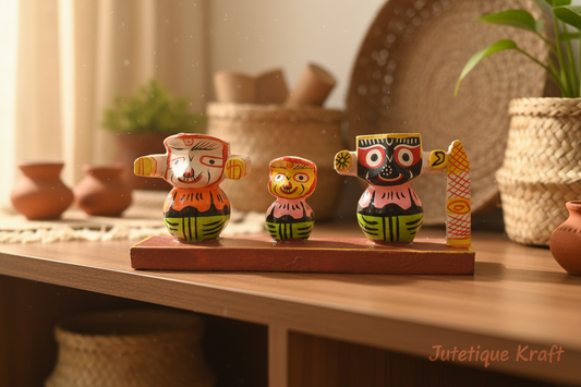 Wooden Idol Set: Lord Jagannath, Balabhadra & Subhadra