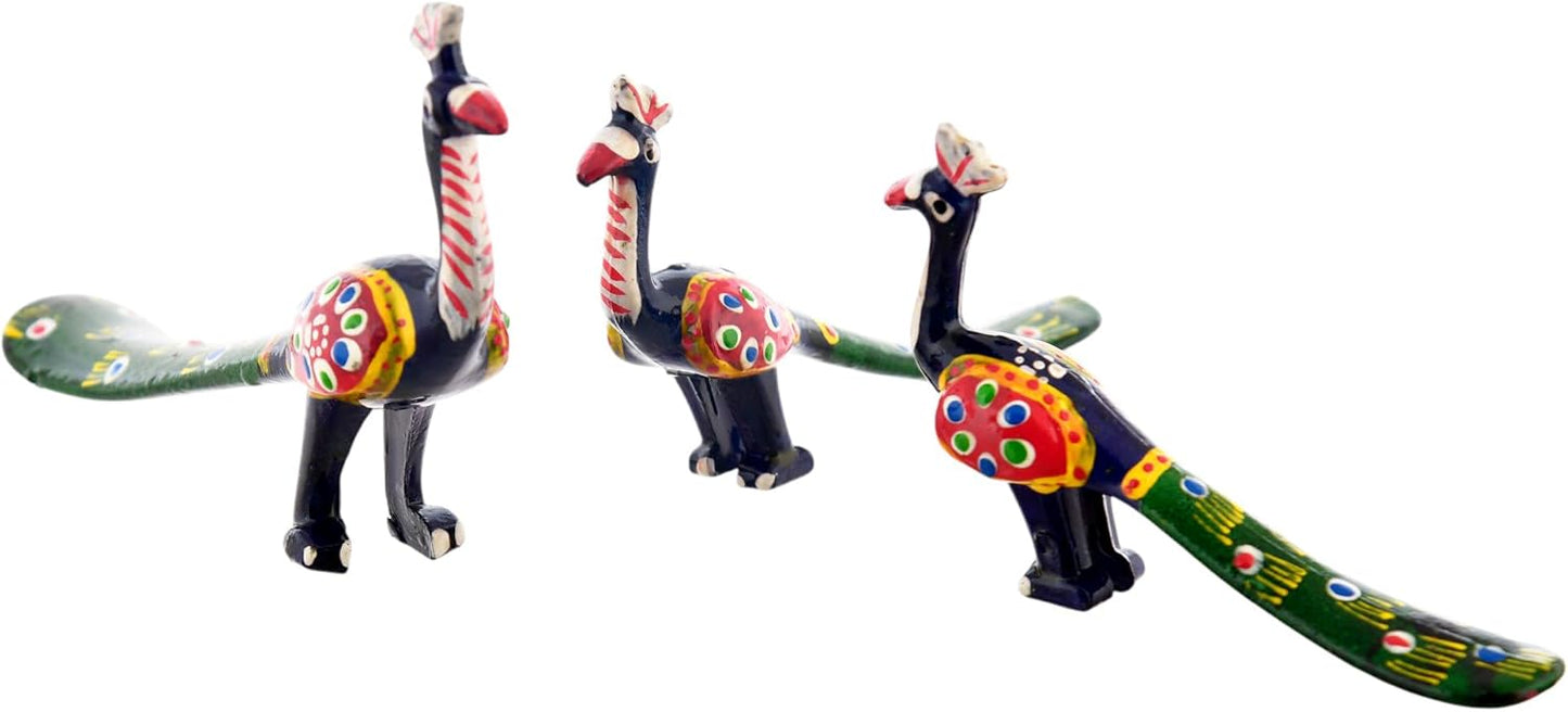 Paper Mâché Peacock Set (3 Pieces)