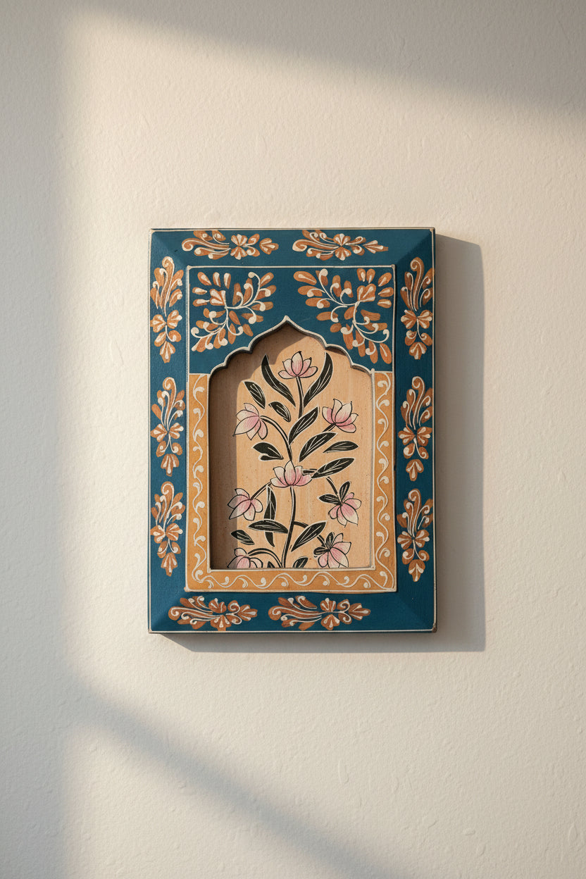 The Heritage Jharokha: Hand-Painted Wooden Wall Frame