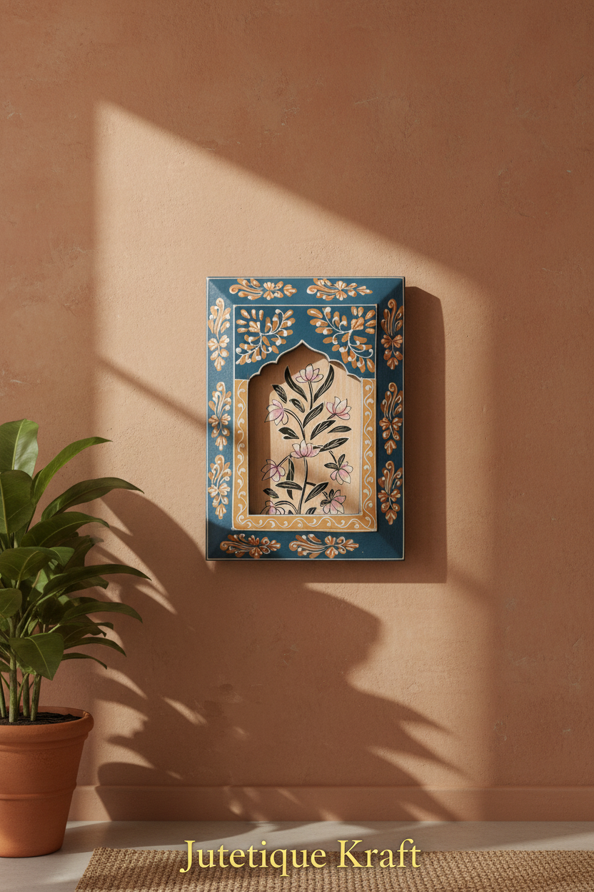 The Heritage Jharokha: Hand-Painted Wooden Wall Frame