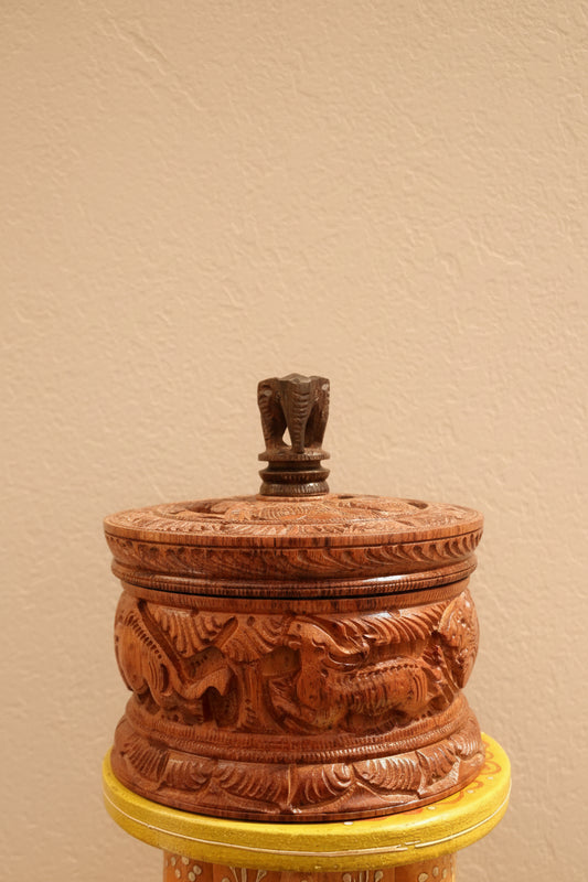 Wooden Rosewood 5 inch hand-carved Box