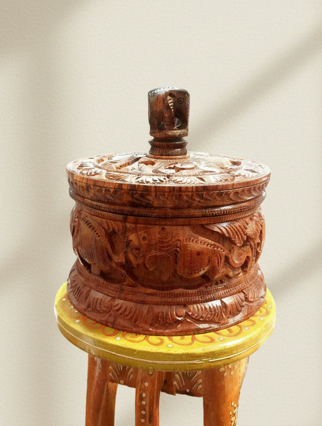Wooden Rosewood 5 inch hand-carved Box