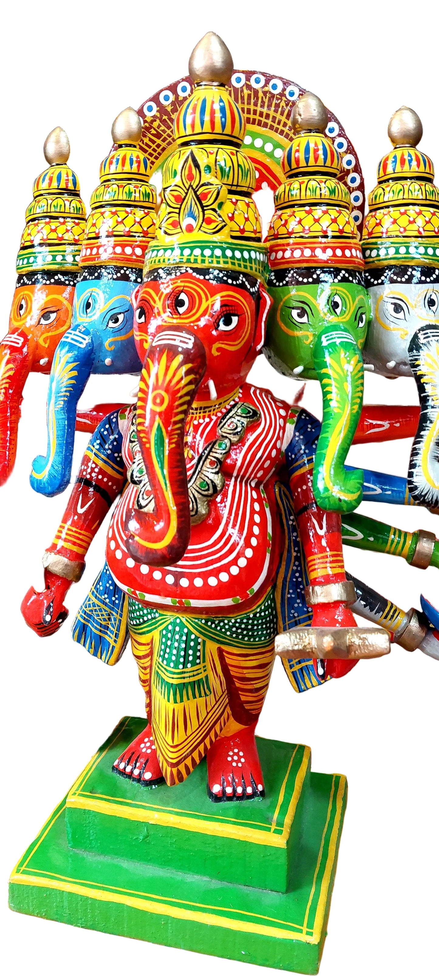 Handmade Wooden Panchmukhi Ganesha