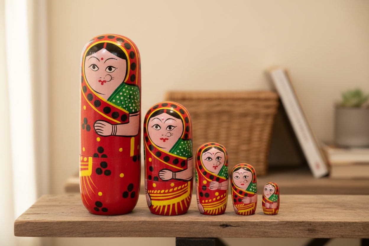 Wooden Handmade Traditional Nesting Dolls set of 5