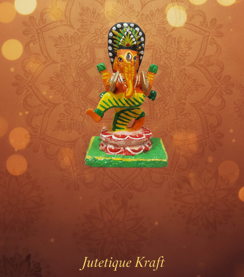 Hand-Carved Wooden Musical Ganesha Set – Set of 6 by Jutetique Kraft