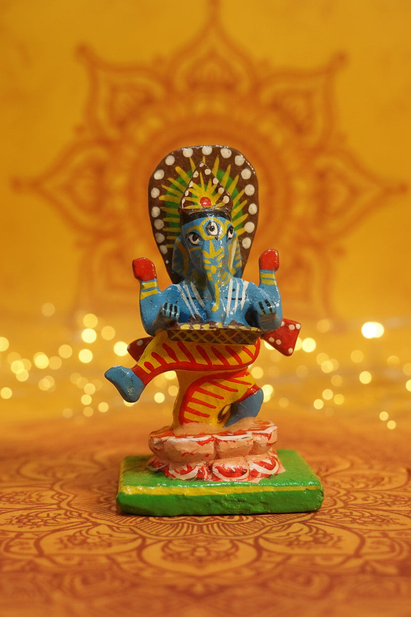 Hand-Carved Wooden Musical Ganesha Set – Set of 6 by Jutetique Kraft